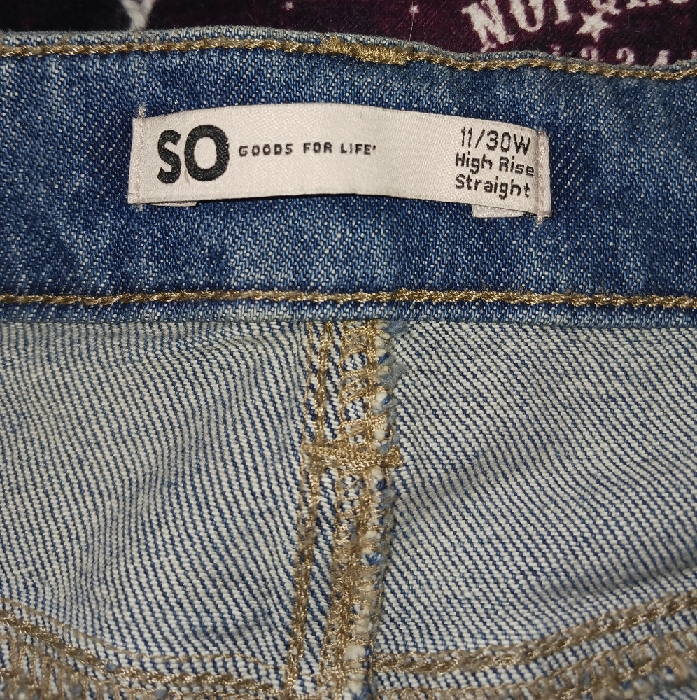 WOMAN'S HIGH RISE BLUE RIPPED PATCHWORK JEANS - Picture 6 of 11